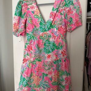 Lilly Pulitzer Pink and Green Floral Mini Dress